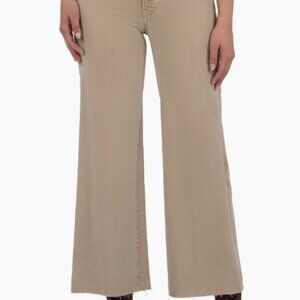 Kut from the Kloth Biscuit Meg Fab Ab Raw Hem Wide Leg Jeans - Size - 2